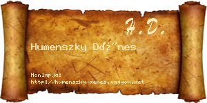 Humenszky Dénes névjegykártya